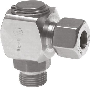 [F2D7W] Racor giratorio de acero inoxidable 6L y M10x1 con rosca macho DN 5250 bar FKM giratorio ISO 8434-1