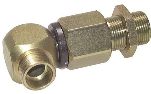 [F2D9M] 16S Zink plated Steel Elbow Ball-Guided Swivel Joint Cutting Fitting Bulkhead DN 12350 bar NBR ISO 8434-1