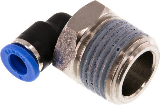 [F24YD] Racor de 6mm x R1/2'' 90deg con rosca macho Latón/PA 66 NBR de manguito corto giratorio