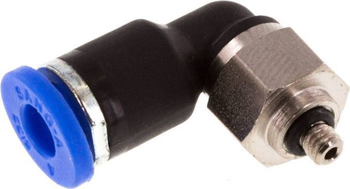 [F24YM] Racor rápido de 4mm x M 3 90deg con rosca macho Latón/PA 66 NBR Manguito corto giratorio