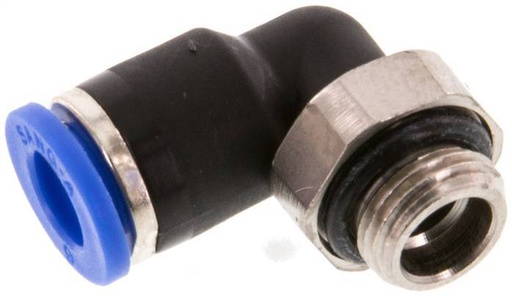 [F24YS] Racor de 6mm x G1/8'' de 90 grados con rosca macho Latón/PA 66 NBR de manguito corto giratorio