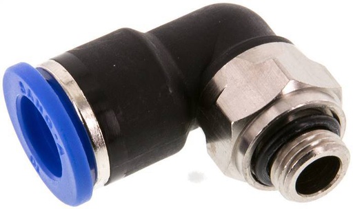 [F24YU] Racor rápido de 90 grados de 10 mm x G1/8'' con rosca macho Latón/PA 66 NBR de manguito corto giratorio
