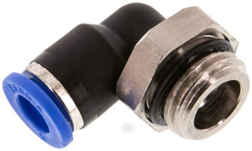 [F24YW] raccord enfichable coudé 90deg 6mm x G1/4'' avec filetage mâle Laiton/PA 66 NBR Manchon court rotatif