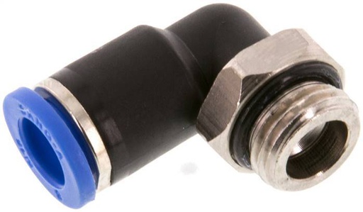 [F24YX] Racor de 8mm x G1/4'' 90deg con rosca macho Latón/PA 66 NBR Manguito corto giratorio