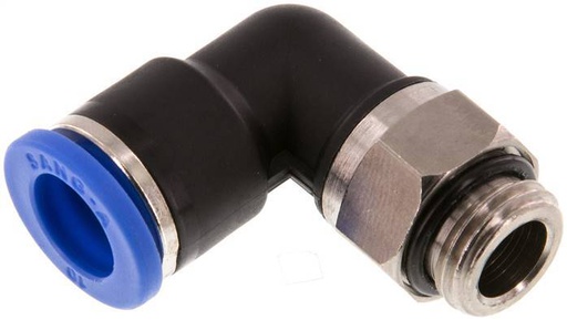 [F24ZQ] 10mm x G1/4'' 90deg Elbow Push-in Fitting with Male Threads Brass/PA 66 NBR Rotatable