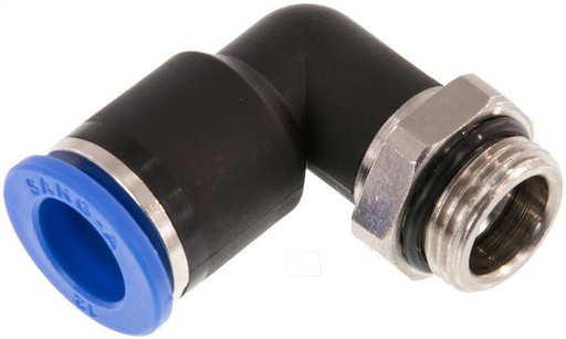 [F24ZV] 12mm x G3/8'' 90deg Winkel-Steckverschraubung mit Außengewinde Messing/PA 66 NBR drehbar