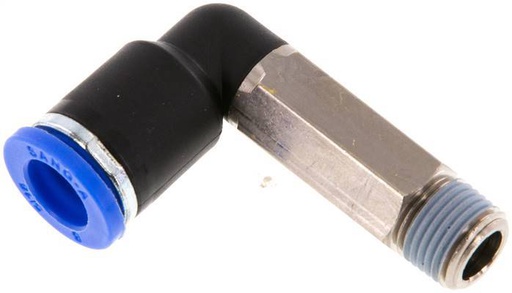 [F2523] Racor a presión de 8mm x R1/8'' de 90 grados con rosca macho Latón/PA 66 NBR de manguito largo giratorio