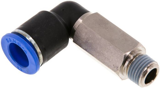 [F2529] Racor rápido de 90 grados 12mm x R1/4'' con rosca macho Latón/PA 66 NBR de manguito largo giratorio