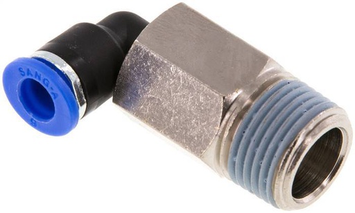 [F252A] Racor de 6mm x R3/8'' 90deg con rosca macho Latón/PA 66 NBR Manguito largo giratorio