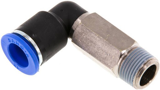 [F252D] Racor rápido de 90 grados 12mm x R3/8'' con rosca macho Latón/PA 66 NBR de manguito largo giratorio