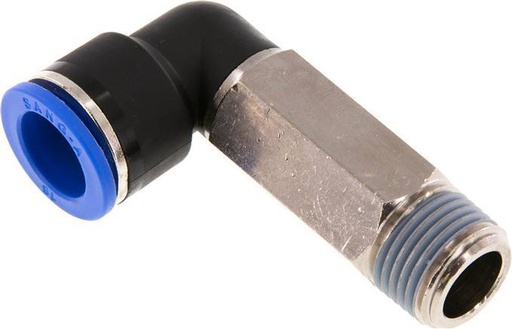 [F252J] Racor a presión de 16mm x R1/2'' de 90 grados con rosca macho Latón/PA 66 NBR de manguito largo giratorio