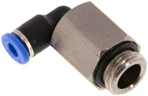 [F252V] raccord enfichable coudé 90deg 4mm x G1/4'' avec filetage mâle Laiton/PA 66 NBR Manchon long rotatif