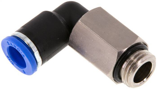 [F252X] Racor de 8mm x G1/4'' 90deg con rosca macho Latón/PA 66 NBR Manguito largo giratorio