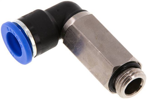 [F252Y] Racor de 10mm x G1/4'' 90deg con rosca macho Latón/PA 66 NBR Manguito largo giratorio