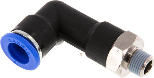 [F253C] raccord enfichable coudé 90deg 10mm x R1/8'' avec filetage mâle Laiton/PA 66 NBR Corps long orientable