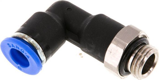 [F253U] Raccord enfichable coudé 90deg 6mm x G1/8'' à filetage mâle Laiton/PA 66 NBR Corps long orientable