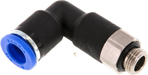 [F253V] Raccord enfichable coudé 90deg 8mm x G1/8'' avec filetage mâle Laiton/PA 66 NBR Corps long orientable