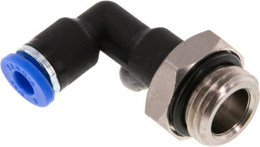[F253X] Raccord enfichable coudé 4mm x G1/4'' 90deg à filetage mâle Laiton/PA 66 NBR Corps long orientable