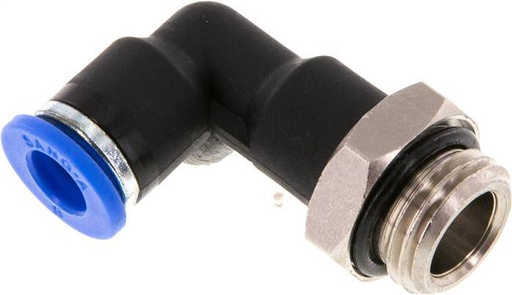 [F253Y] Raccord enfichable coudé 6mm x G1/4'' 90deg à filetage mâle Laiton/PA 66 NBR Corps long orientable