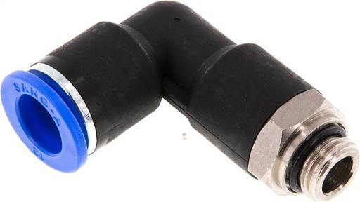 [F2543] Raccord enfichable coudé 90deg 12mm x G1/4'' avec filetage mâle Laiton/PA 66 NBR Corps long orientable