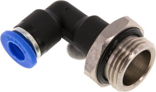 [F2544] Racor de 6mm x G3/8'' de 90 grados con rosca macho Latón/PA 66 NBR Cuerpo Largo Giratorio