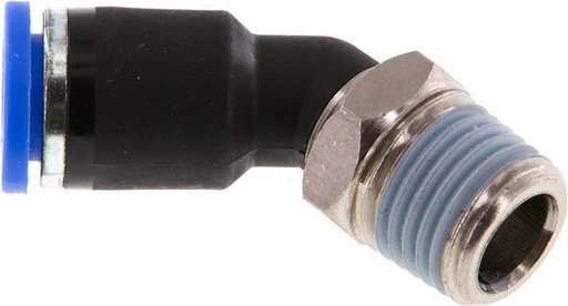 [F254G] raccord enfichable coudé 8mm x R1/4'' 45deg à filetage mâle Laiton/PA 66 NBR