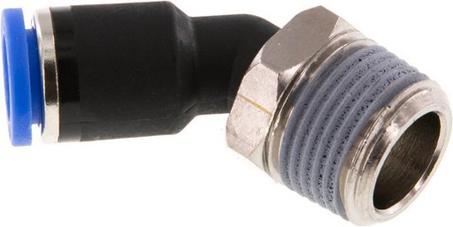 [F254M] 8mm x R3/8'' 45deg Elbow Push-in Fitting with Male Threads Brass/PA 66 NBR