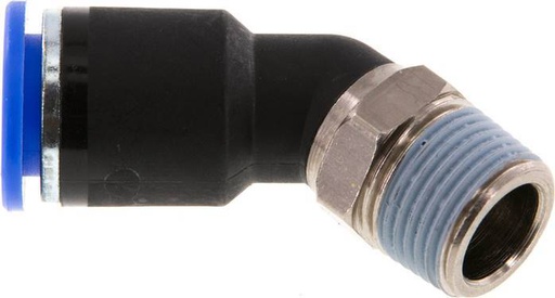 [F254P] raccord enfichable coudé 12mm x R3/8'' 45deg à filetage mâle Laiton/PA 66 NBR