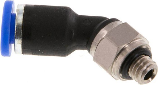 [F254T] raccord enfichable coudé 4mm x M 5 45deg à filetage mâle Laiton/PA 66 NBR