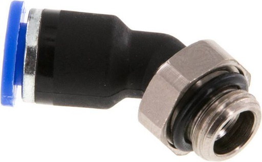 [F254W] raccord enfichable coudé 6mm x G1/8'' 45deg à filetage mâle Laiton/PA 66 NBR