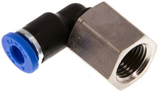 [F255F] Racor de 4mm x G1/8'' de 90 grados con rosca hembra Latón/PA 66 NBR Giratorio