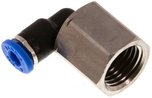 [F255J] 4mm x G1/4'' 90deg Winkel-Steckverschraubung mit Innengewinde Messing/PA 66 NBR drehbar