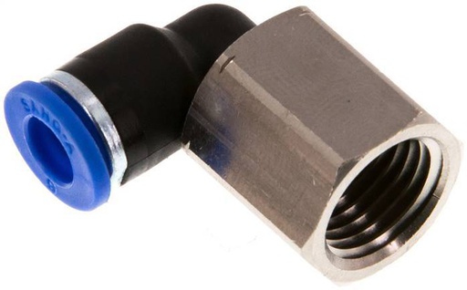 [F255K] Racor de 6mm x G1/4'' 90deg con rosca hembra Latón/PA 66 NBR Giratorio