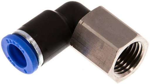 [F255M] Racor de 8mm x G1/4'' 90deg con rosca hembra Latón/PA 66 NBR Giratorio