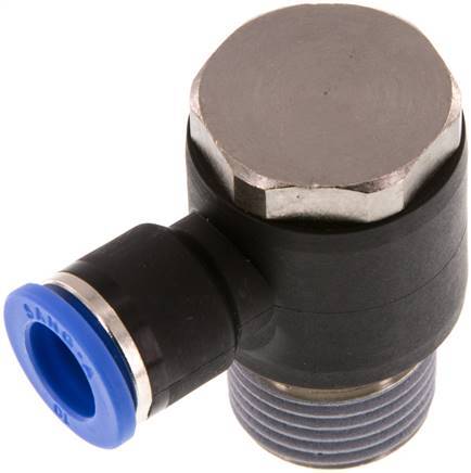 [F2567] Raccord enfichable coudé 90deg 10mm x R1/2'' en forme de L avec filetage mâle Laiton/PA 66 NBR Rotatif