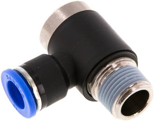 [F256X] 10mm x R3/8'' Codo de 90 grados en forma de L Racor con rosca macho Latón/PA 66 NBR Hexágono interior giratorio
