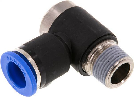 [F256Y] Raccord enfichable coudé 90deg 12mm x R3/8'' à filetage mâle laiton/PA 66 NBR Hexagone intérieur rotatif