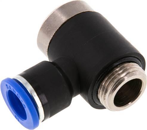 [F257D] Raccord enfichable coudé en L 10mm x G3/8'' 90deg avec filetage mâle Laiton/PA 66 NBR Hexagone intérieur orientable
