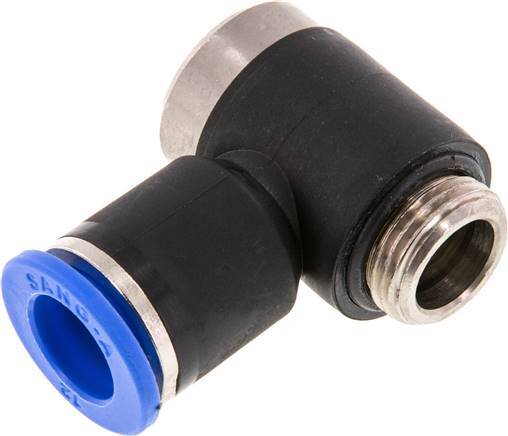 [F257E] Raccord enfichable coudé en L 12mm x G3/8'' 90deg avec filetage mâle Laiton/PA 66 NBR Hexagone intérieur orientable