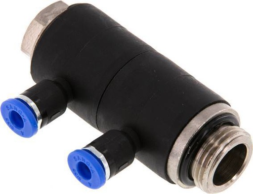 [F2588] Racor rápido de 2 vías de 4mm x G3/8'' con rosca macho Latón/PA 66 NBR Giratorio