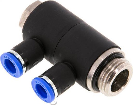 [F258D] 8mm x G1/2'' Manifold à 2 voies avec filetage mâle Laiton/PA 66 NBR Rotatif