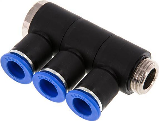 [F259E] 12mm x G1/2'' Manifold à 3 voies avec filetage mâle Laiton/PA 66 NBR rotatif