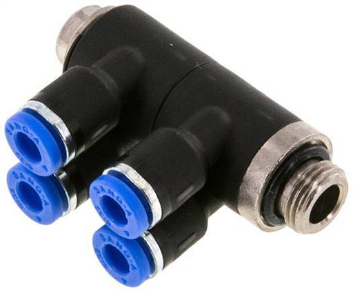 [F259X] raccord enfichable 4mm x G1/8'' pour collecteur à 4 voies avec filetage mâle laiton/PA 66 NBR rotatif