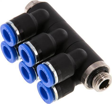 [F25AX] Racor rápido de 6 mm x G1/8'' con rosca macho latón/PA 66 NBR giratorio