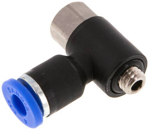 [F25C4] raccord enfichable coudé 4mm x M 5 avec filetage mâle-femelle Laiton/PA 66 NBR