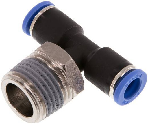 [F25DA] Racor en T de 8mm x R1/2'' con rosca macho Latón/PA 66 NBR Giratorio