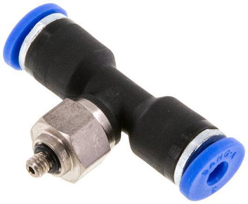 [F25DF] té en ligne 3mm x M 3 Raccord enfichable à filetage mâle Acier/PA 66 NBR Rotatif