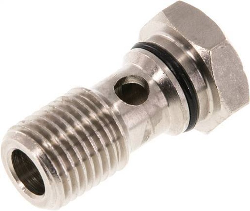 [F25FM] 1-way nickel-plated Brass Banjo Bolt with G1/4'' Male Threads NBR