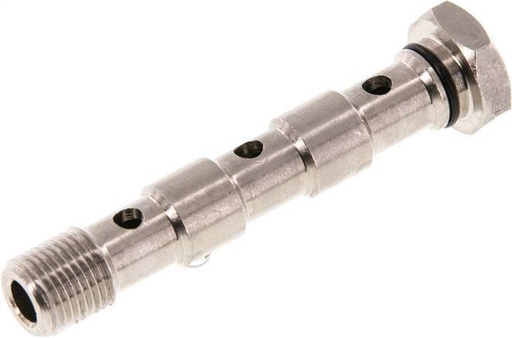 [F25FU] Boulon banjo à 3 voies en laiton nickelé avec filetage mâle G1/8'' NBR