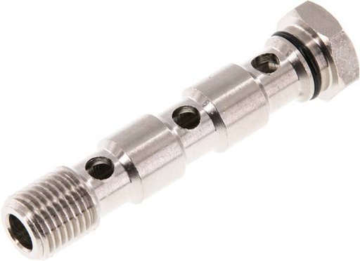 [F25FV] 3-way nickel-plated Brass Banjo Bolt with G1/4'' Male Threads NBR